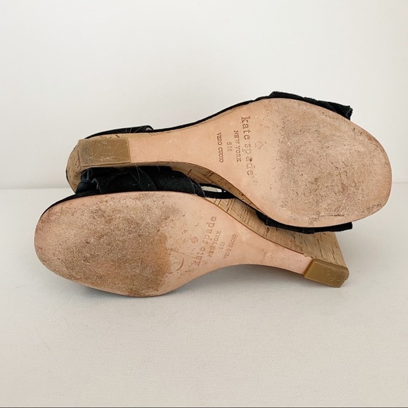 Kate Spade Dawson Black Wedge Sandals - 6 - Picture 11 of 13